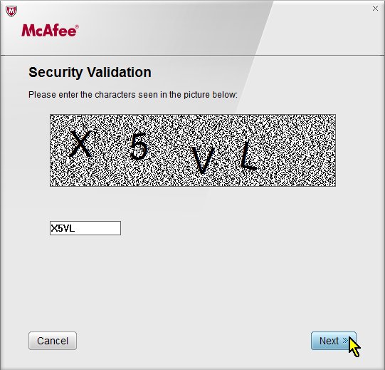 McAfee Software Removal, Validation